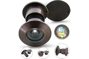Earl Diamond - Solid Brass Door Peep Holes for Front Door, 220-Degree Door Viewer Peephole with Heavy Duty Rotating Privacy Peephole Cover for 1-21/32" to 2-1/8" Thick Door (Brushed Oil Rubbed Bronze)
