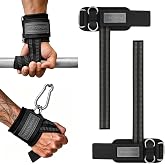 2-in-1 Weight Lifting Straps with Double D Rings, Gym Wrist Straps for Men | Non-slip Deadlift Straps for Strength Training &amp; Cable Machines,Padded Wrist Cuffs for Powerlifting,Rows,Pull-ups