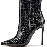 Elisabet Tang Women Heeled Ankle Booties,Sexy Pointed Toe 4 inch Stiletto High Heel Fashion Ankle & Booties with Side Zipper High Heel Boots Dress Evening Party Boots Shoes