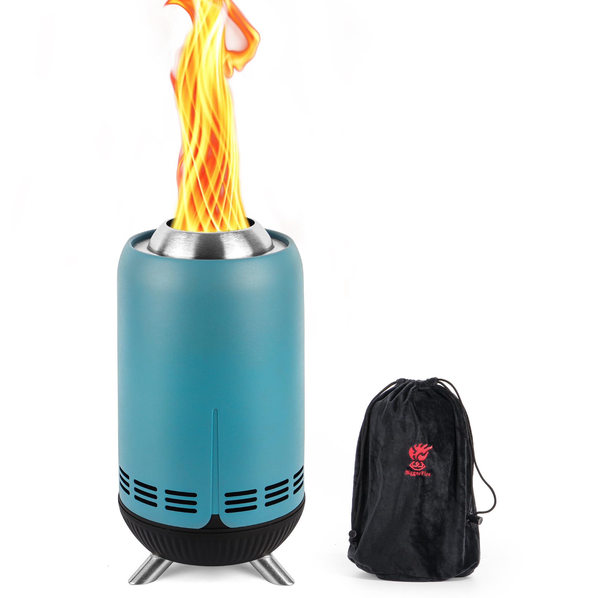 XL Tabletop Fire Pit | Outdoor Blue Mini Fire Pit for Urban & Suburbs | Stainless Steel Secondary Combustion Camping Stove Low Smoke Fueled by Pellets with Travel Bag,30.6x16.3cm