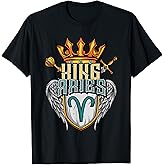 King Aries Zodiac Sign with Crown Scepter Sword for Men T-Shirt