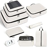 Packing Cubes for Travel | 8 Set Cream|Durable Luggage Organizer 4 Size(Extra Large, Large, Medium, Small),Comprehensive Cubes for Toiletry,Underwear, Shoe,Travel Essentials,Efficient Women Gifts