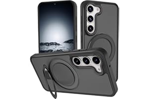STERKER Magnetic Ring Stand Case for Samsung Galaxy S24 + Case [Military Grade Drop Protection][Case for Magnetic] with Kickstand, Matte Translucent Slim Case for S24 Plus, Black