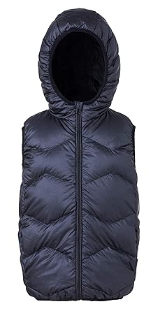 Ultra Leichte Daunenweste Jungen Mädchen, Packbar Im Freien Steppweste mit Kapuze, Wasserdicht ärmellose Jacke