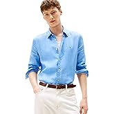 Tommy Hilfiger Mens Long Sleeve Casual Linen Button Down Shirts in Regular Fit