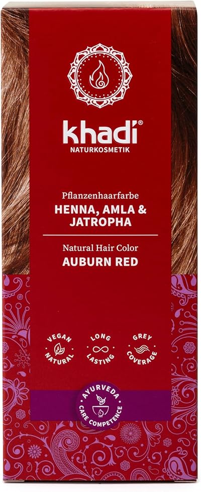 Khadi Auburn Red Natural Hair Colour 100g Permanent Vegan Grey Coverage