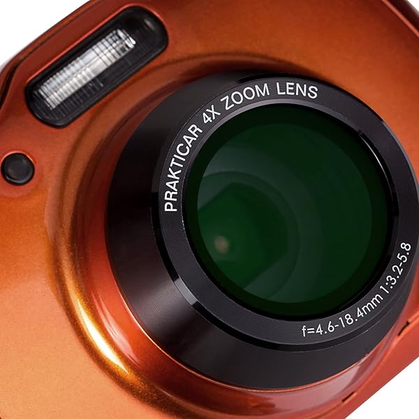 Praktica Luxmedia WP240 Waterproof Digital Compact Camera Orange 20 MP4x Optical Zoom Amazon Basics Case for Point and Shoot Camera Large