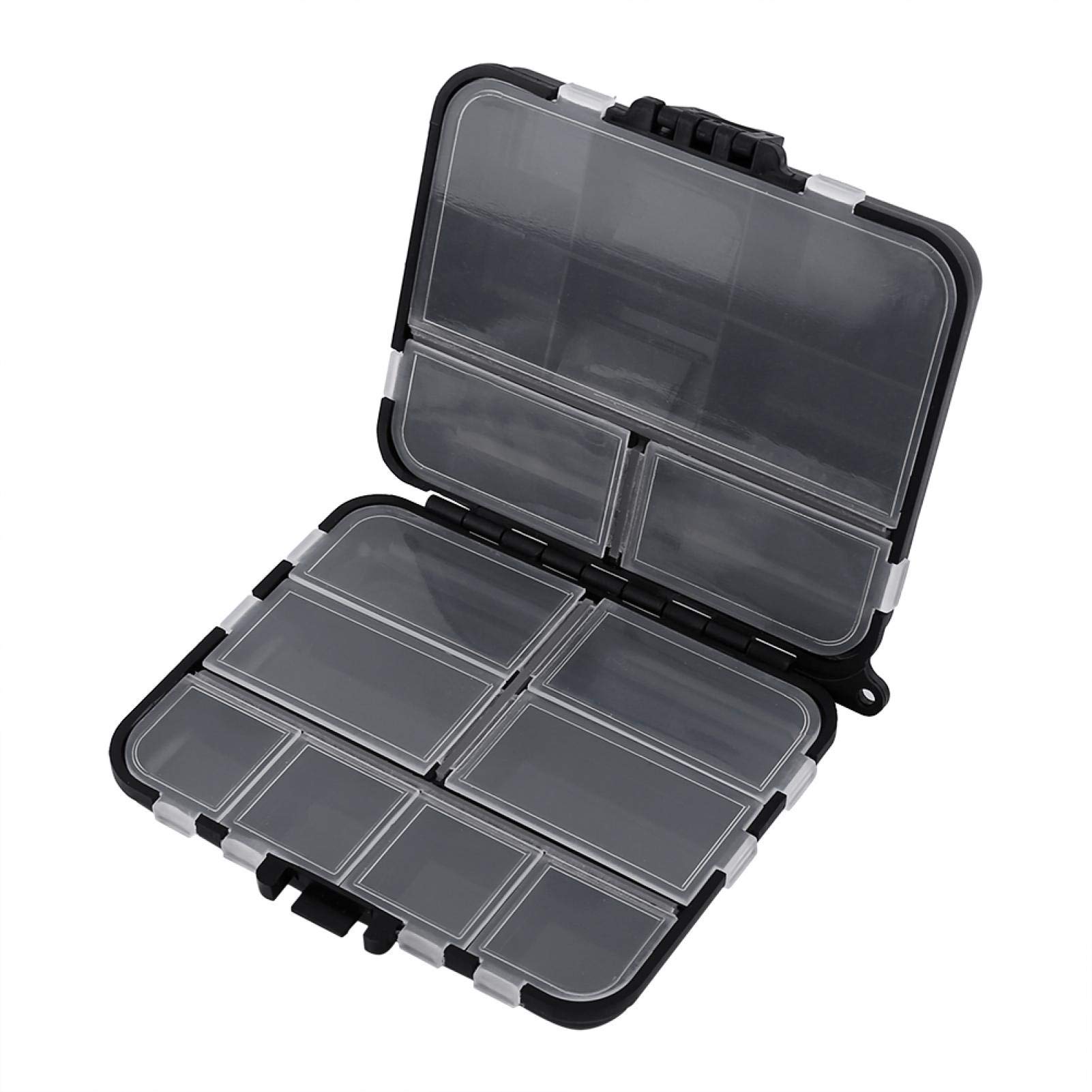 FECAMOS Fishing Tackle Boxes,Bait Plastic Storage Box,26 Individual Compartments Lure Storage Box,Portable Black Plastic Bait Storage Box