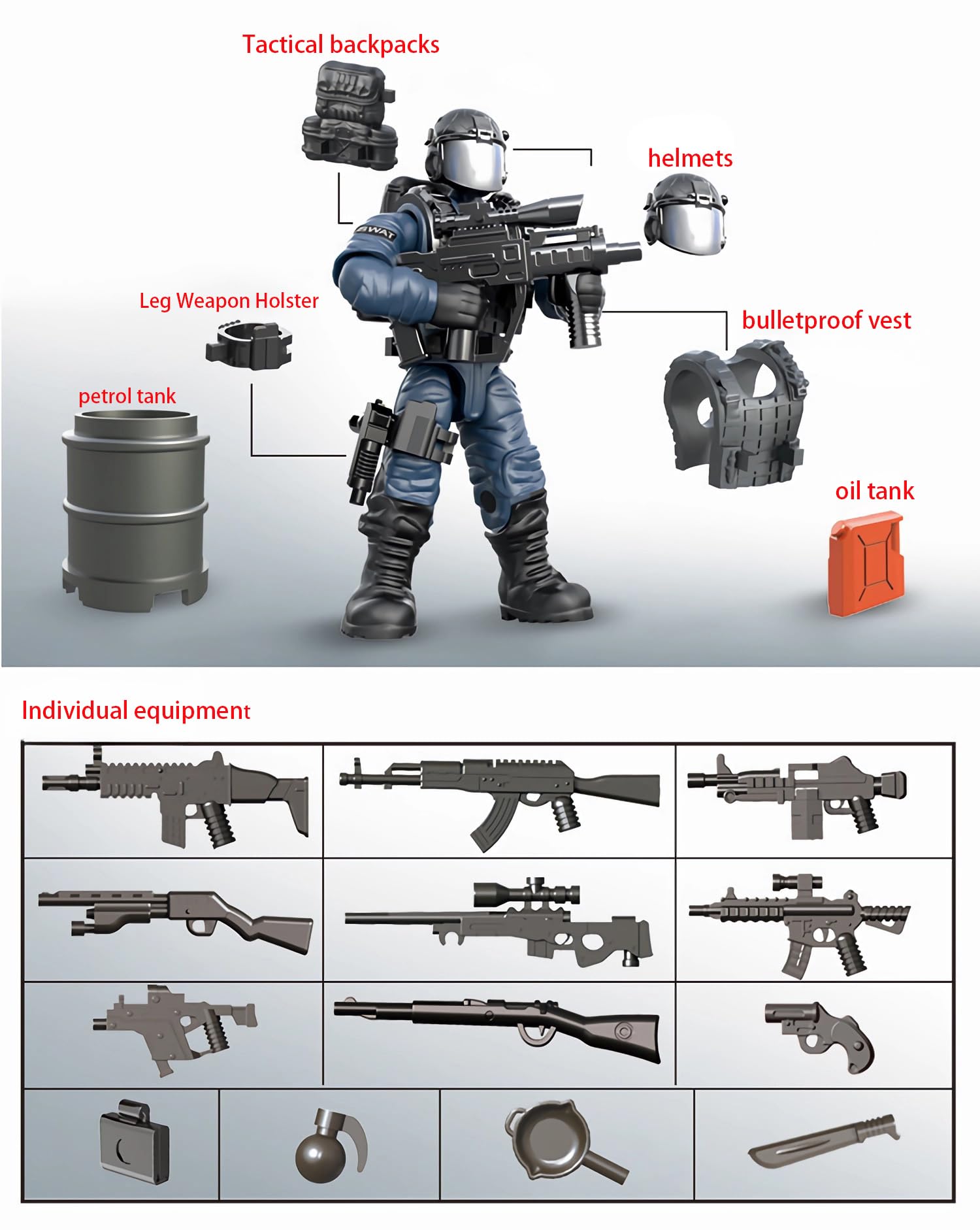 YEIBOBO ! Special Forces Mini Military Action Figure with Weapons and Accessories (Lightning SWAT Team XJ-9902)…