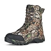 R RUNFUN Men's Waterproof Hunting Boots 8 Inch Lightweight Camo Insulated Tactical Work Boot, 400g Thinsulate