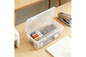 Clear Storage Box with Lid Multipurpose Organizer Pen case for Office Supplies Art Tools Cosmetics Craft Items and Cables