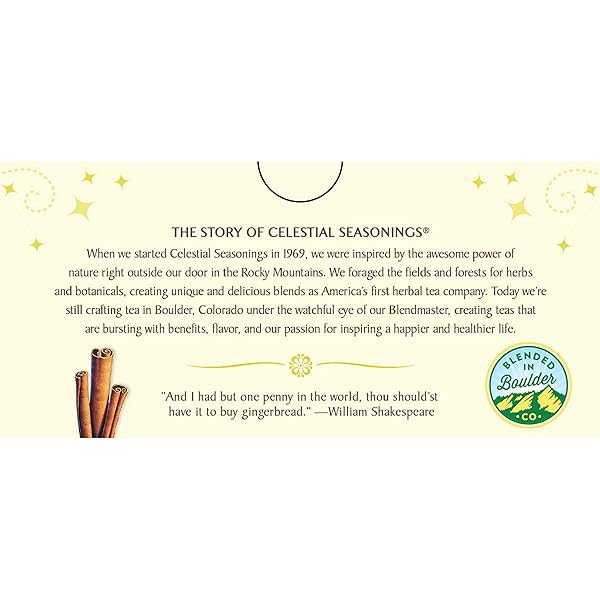 CELESTIAL SEASONINGS HERBAL TEA, GINGERBREAD SPICE, 18 TEA BAGS (PACK OF 6)