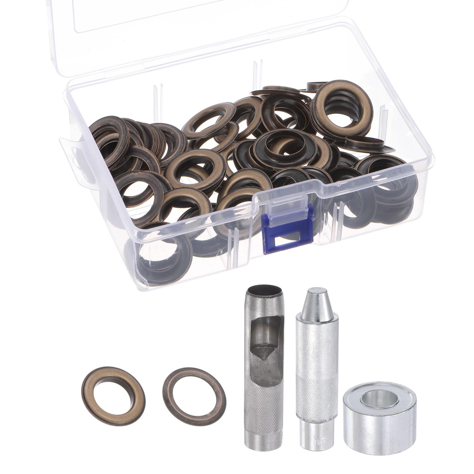Kozelo 50 Sets Grommet Kit - [ 20mm x 33mm ] with 3pcs Setter Tools Metal Eyelets for Fabric Leather Use | Brown, Copper