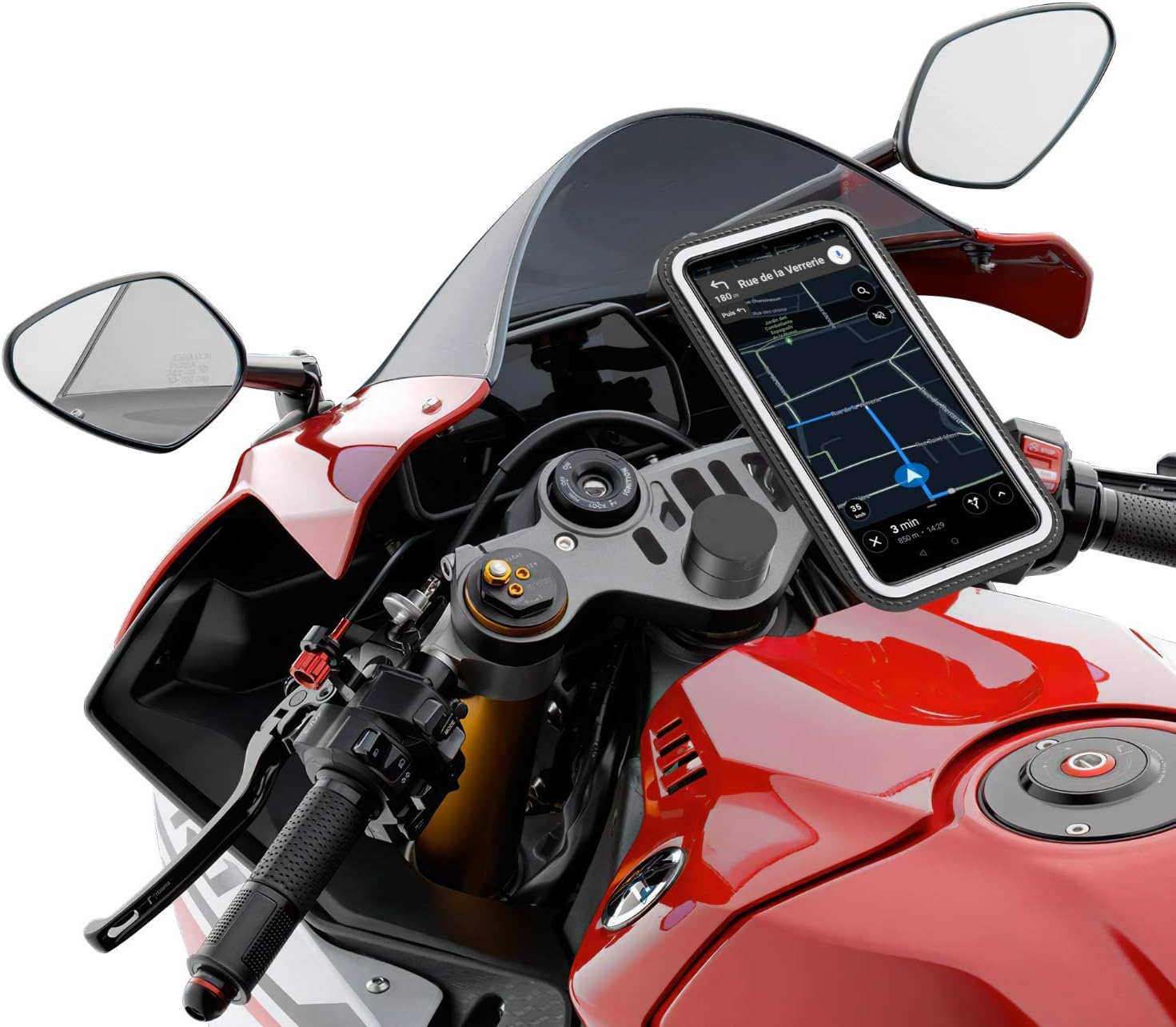 Shapeheart, Magnetic Fork Stem Mount For Smartphone Clip Ons Anti Vibration Weatherproof and Universal, Black, XL