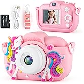 Kids Camera for 3-5 Years Old Girls Gifts, 48MP Kids Digital Camera with 32GB SD Card 16X Digital Zoom, Toddler Camera Toys Christmas Birthday Gifts for Boys Girls Pink