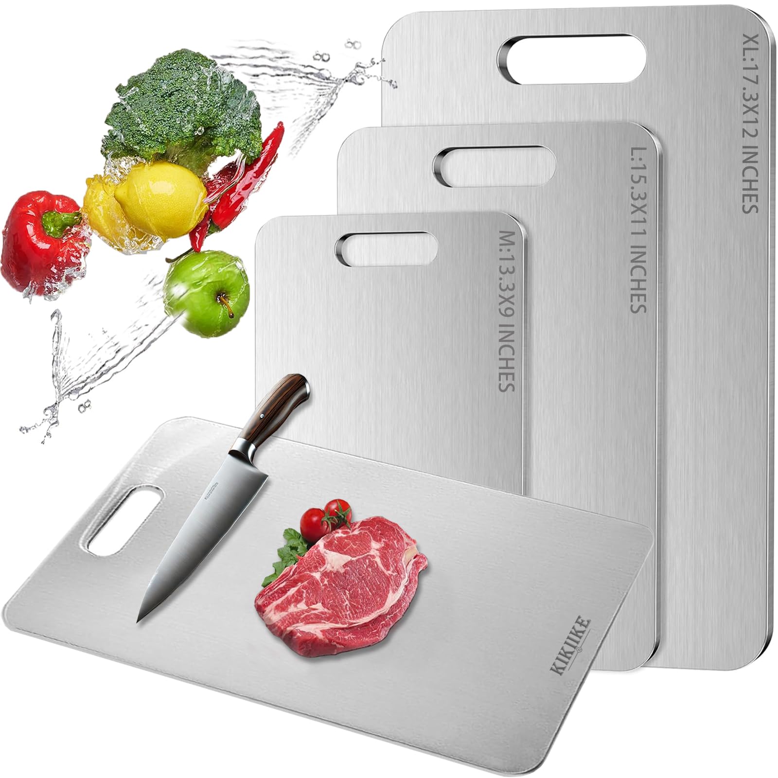 Photo 1 of 1pc. Titanium Cutting Board Double-Sided 100% Pure Titanium Cutting Boards for Kitchen - Food-Grade titanware chopping boards Non-Stick Durable and easy to clean (15.3 x 11 in)