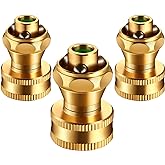 Hotop 3 Pack Big Shot Brass Hose Nozzle Adjustable Twist,3/4 Inch | Threaded Connector for Garden Hose, Heavy Duty Metal, Adjustable Spray Patterns, Leak Proof Seal, For Lawn Yard Watering