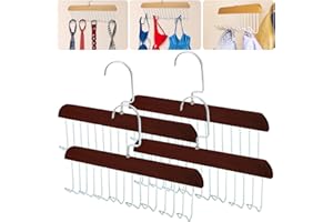 Xbaiyanr 4Pcs Anti Slip Multi Hook Coat Racks,Bra Hangers for Closet Organizer with 8 Hooks 360 °Swivel Belt Hanger for Closet for Belt, Tie, Tank Top, Bra, Scarf (Brown)