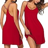 Ekouaer Cotton Nightgowns for Women Sleeveless Racerback Night Gown Spaghetti Strap Sleep Dress Chemise Sleepwear