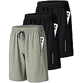 JWJ Mens Athletic Gym Workout Shorts Lightweight Quick Dry Running Basketball Shorts with Zipper Pockets
