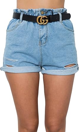 pleated jean shorts