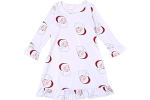 YUROMOON Merry Christmas Toddler Girls Night Dress Snowman Santa Claus Christmas Tree Elk Pattern Dress 2-8Y