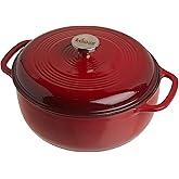 Lodge Essential Enamel Cast Iron Dutch Oven - Perfect for Bread Baking, Braising, Marinating & Slow Cooking - Features Moisture-Sealing Lid & Dual Handles - Kitchen Essentials - 6 Quarts - Island Spice Red