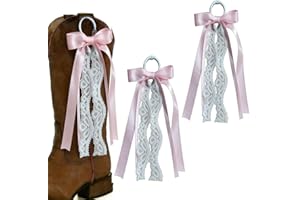 2 Pcs Boot Charms for Cowgirl Boots Pink Lace Bow Cowboy Boot Accessories Detachable Shoe Charms Decor for Hat Hair Clothing