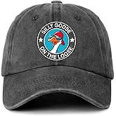GOSJINNK Funny Silly Goose Distressed Washed Black Baseball Caps Silly Goose on The Loose Printed Cotton Adjustable Baseball Hat for Men Women Trendy Birthday Gifts for Dad Mom Friend Family Trucker