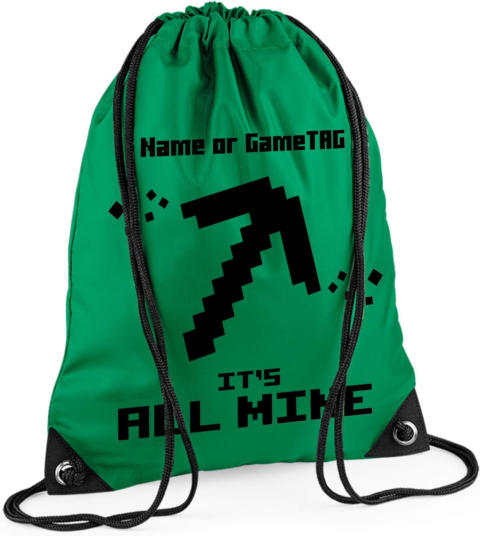 IT'S ALL MINE - Kids Gym Bag - Optionally Personalised - Green/Black