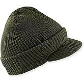 M MCGUIRE GEAR Genuine G.I. Winter Beanie Cap with Visor, 100% Wool Fitted Cap, Made in USA