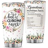 JENOIS Grandma Gifts, Tumbler 20 Oz With Lid And Straw, Coffee Flower Tumblers Granny Floral Cups Water Nana Handle Cup, Grandma Nutrition Facts