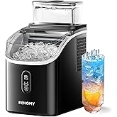 EUHOMY Ice Cube Maker Machine Countertop with External Water Tank, 2 Ways to Add Water, 34Lbs/Day, 16Pcs Ready in 7 Mins, Auto-Cleaning, with Ice Scoop & Basket, for Home/Kitchen/Office/Bar (Black)