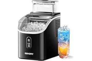 EUHOMY Ice Cube Maker Machine Countertop with External Water Tank, 2 Ways to Add Water, 34Lbs/Day, 16Pcs Ready in 7 Mins, Auto-Cleaning, with Ice Scoop & Basket, for Home/Kitchen/Office/Bar (Black)