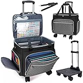 Amythe 2025 Rolling Teacher Tote Bag with Accordion File Organizer