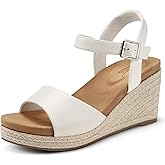 SHIBEVER Women's Wedge Platform Sandals: Espadrille Dressy Comfortable Summer Open Toe Ankle Strap Buckle Women Sandal