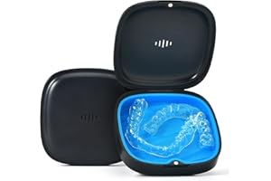 Gaboolo Retainer Case Slim Aligner Case with Vent Holes Removable Inner Tray Silicone for Easy Cleaning (1Pack Black Blue)