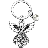 BNQL Guardian Angel Keychain with Birthstone Memorial Key Chain Personalised Gift