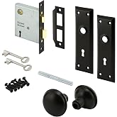 Prime-Line E 2798 Mortise Keyed Lock Set, Matte Black Knob, Single Pack | Replaces Broken Antique Lock Sets, Fits 1-3/8 In.-1-3/4 In. Interior Doors