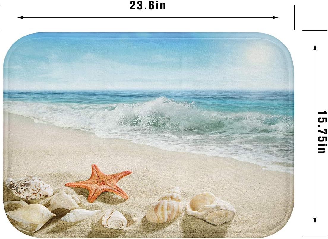 Borylin Starfish Shell Bathroom Rugs Ocean Sea Beach Bath Mat Non-Slip Soft Absorbent Bath Rug Kitchen Floor Carpet 24x16 Inch: Kitchen & Dining