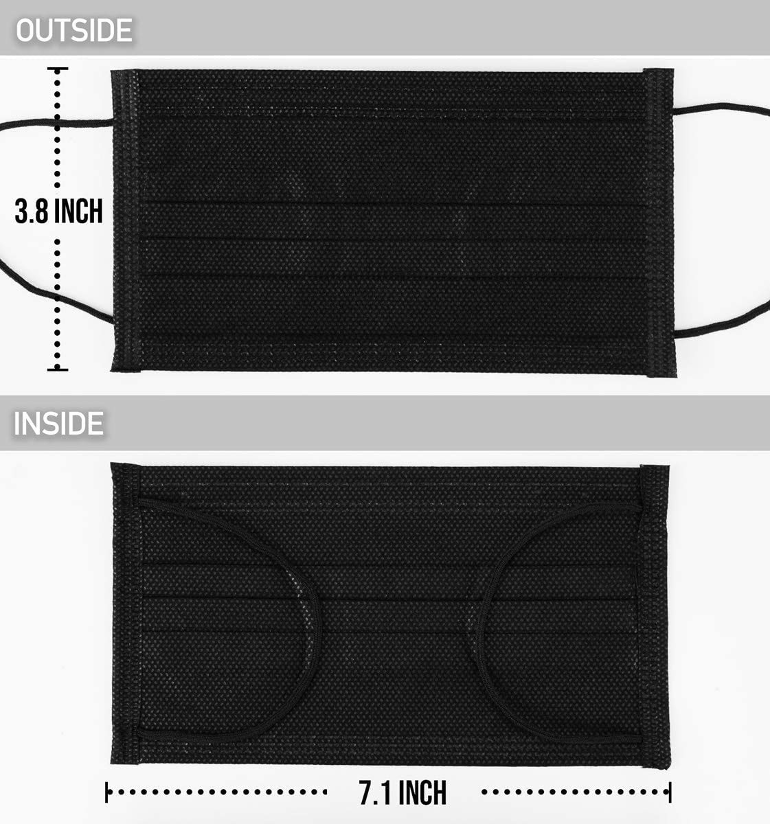 100 Pcs Disposable Face Masks, 3 Ply Face Masks Black Disposable Mask: Industrial & Scientific