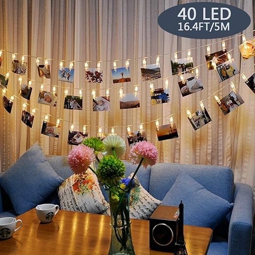 LED Fotolichterkette Photoclips Warmweiß Lichterkette Tomshine Clip Bilder Lichterkette 40 LEDs/Batteriebetrieben für Party, 