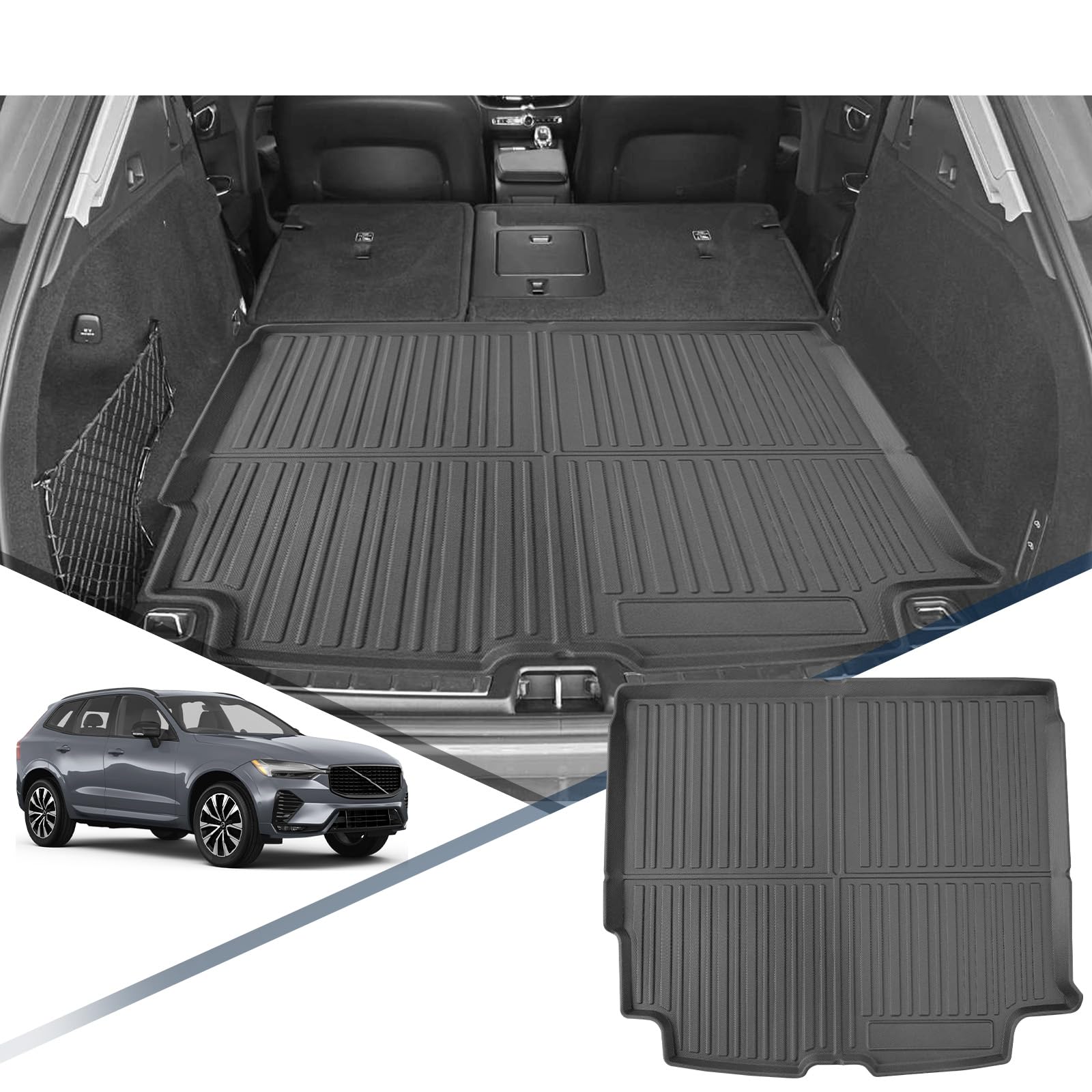 YEE PIN Trunk Mat for Volvo XC60 2018-2022 2023 2024 Boot Liner Side Protection Mat Car Boot Tray Protective Mat for Safe Transportation of Luggage Non-Slip