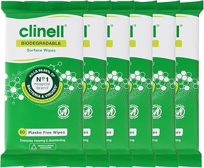 Clinell Universal Biodegradable Cleaning Wipes Pack 6 x 60 360 Total