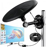 CXYHMG TV Antenna Outdoor, Omni Directional Receive Digital HD Signal,Black | 720&deg; Long Range Reception, with Super Signal Booster, 35ft HDTV Cable, for Attic/Camping/RV/Boat