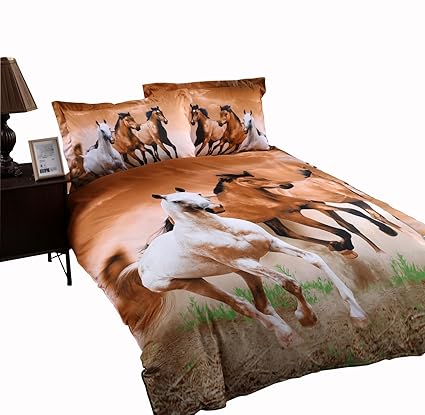 3d Horse Bed Sheet Sets Full Size For Teen Kids 4 Piece No Comforter 1 Duvet Cover 1 Flat Sheet 2 Pillowcases