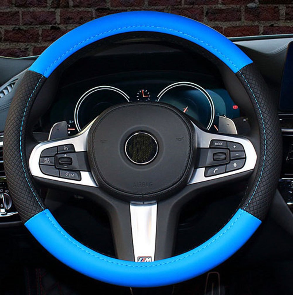 Istn 2018 New Car Steering Wheel Cover Comfort Durability Safety Case (Blue, 14.5''-15'')