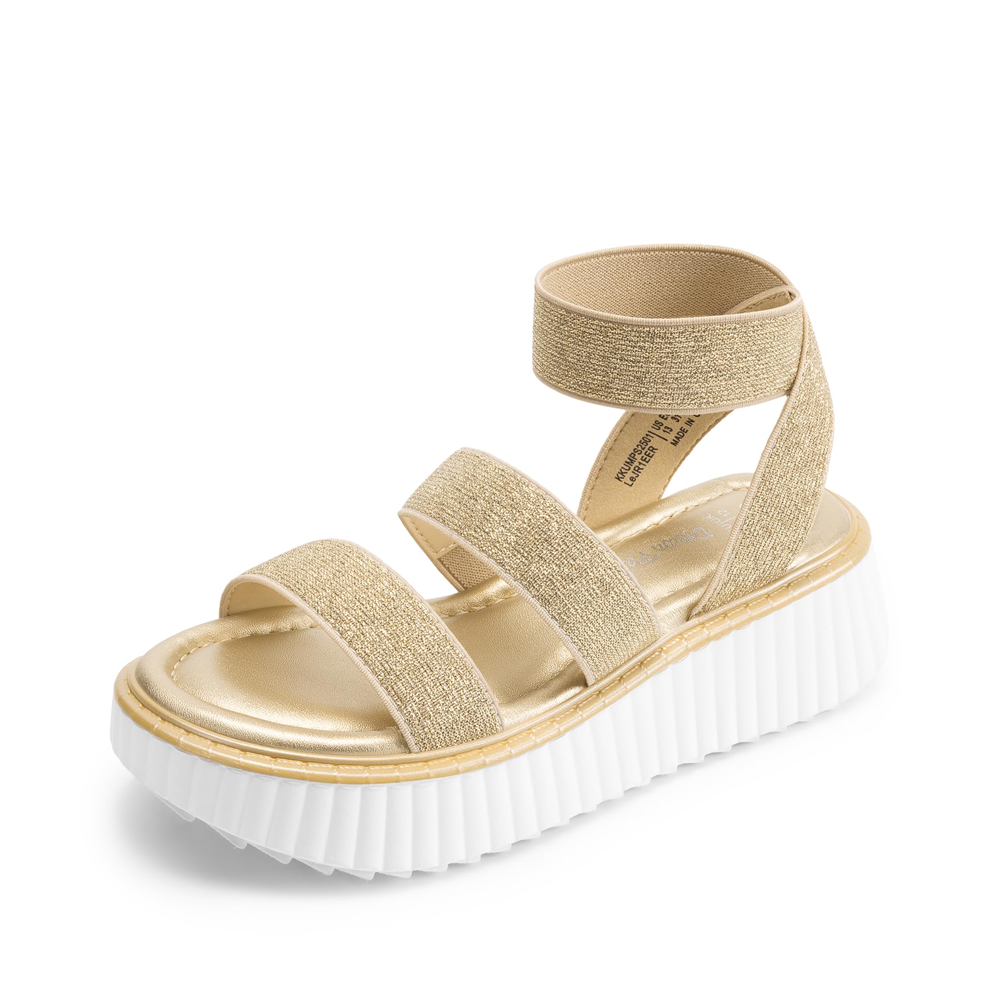 Photo 1 of DREAM PAIRS Girls Flatform Wedge Open Toe Platform Summer Sandals with Buckle Ankle Strap for Little Kid/Big Kid,Size 3 Little Kid,Gold,KKUMPS2501