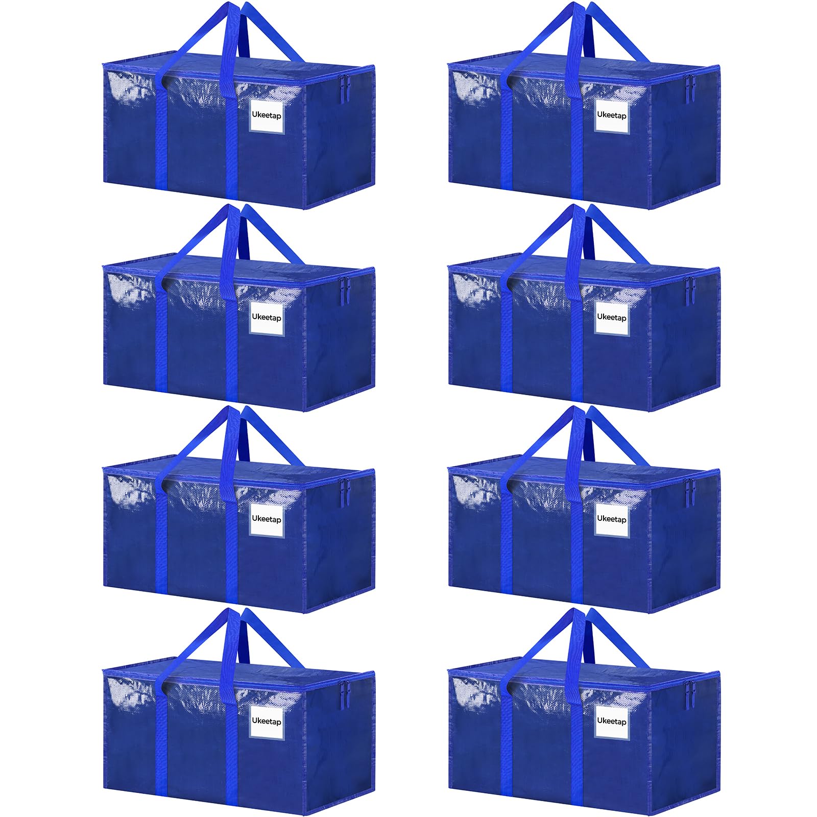 ukeetap 8 Pack Extra Large Clothes Storage Bins with Lids, Moving Bags,Blue