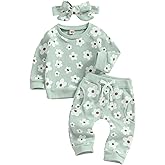 Hnyenmcko Newborn Baby Girl Clothes Waffle Long Sleeve Floral Sweatshirt Shirt Top + Pants Infant Fall Winter Outfits Set